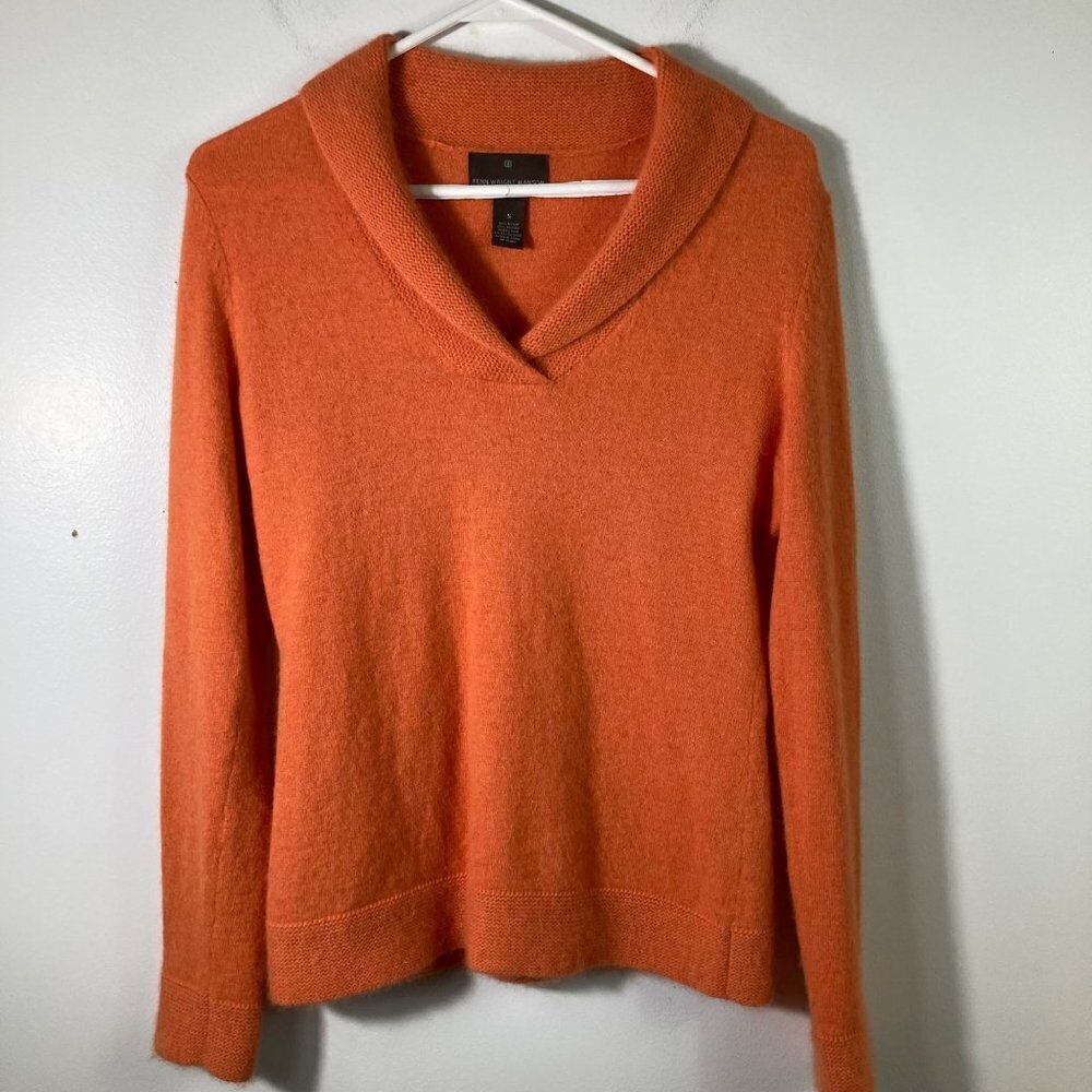 Womens Fenn Wright Manson‎ V Neck Angora Wool Sweater Orange S
